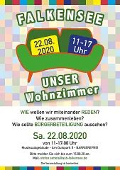 Flyer Demokratiekonferenz in Falkensee: „Falkensee – unser Wohnzimmer“